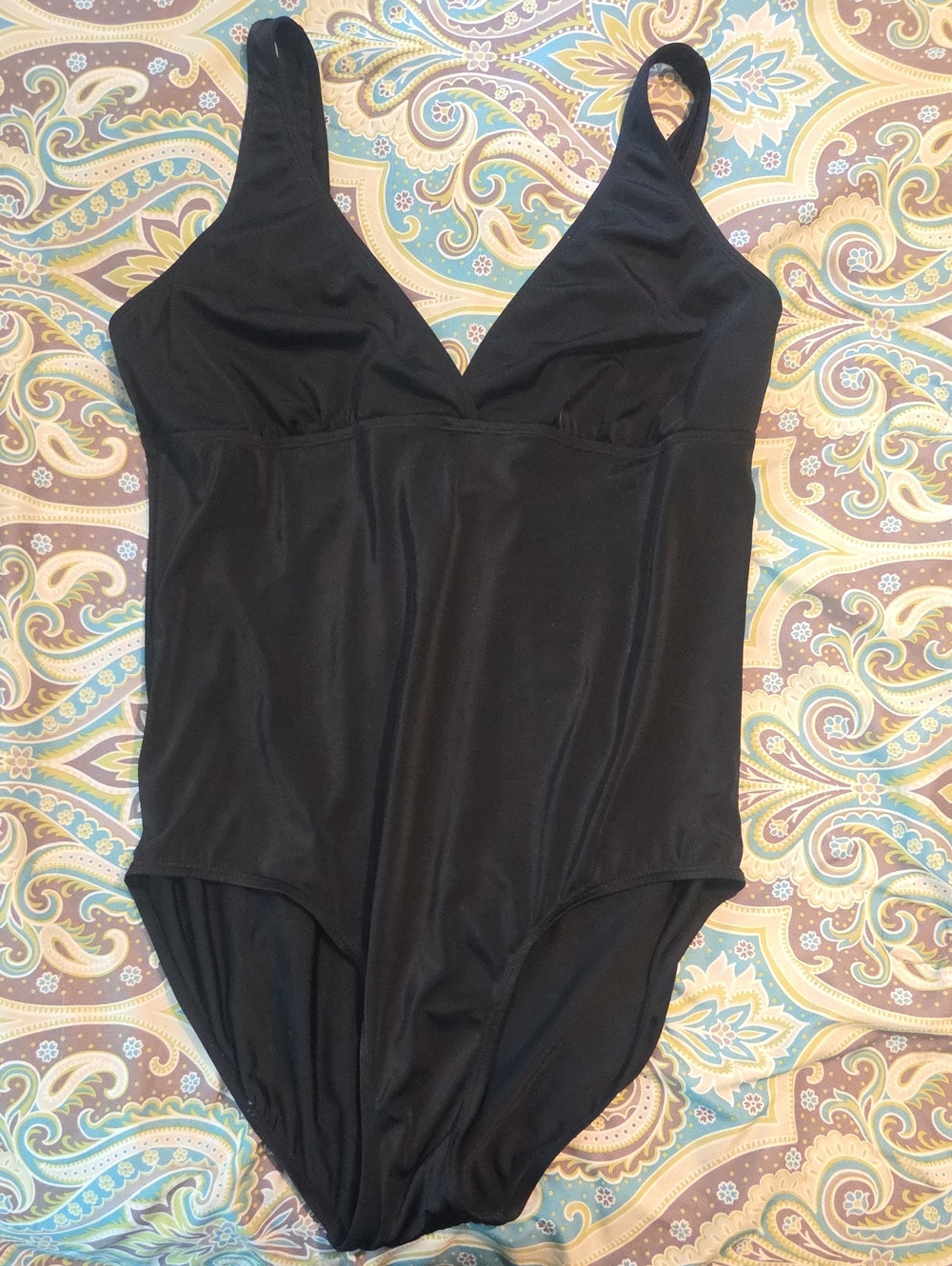 Islander Black V-Neck One-Piece Swimsuit